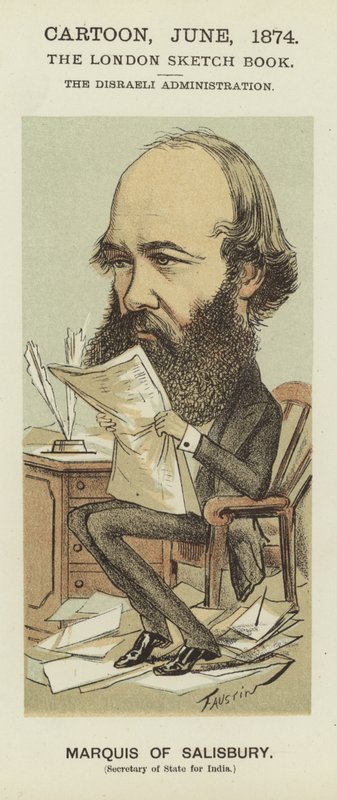 Salisbury márki karikatúrája (színes litó) alkotó: Faustin (b.1847)