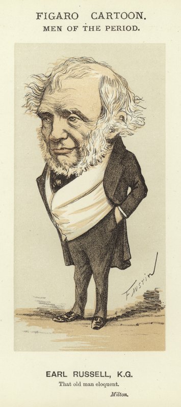 Earl Russell karikatúrája alkotó: Faustin