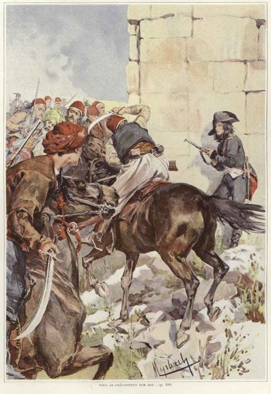 Egy katona becélozza a puskáját, amikor támadás éri alkotó: Felicien baron de Myrbach Rheinfeld