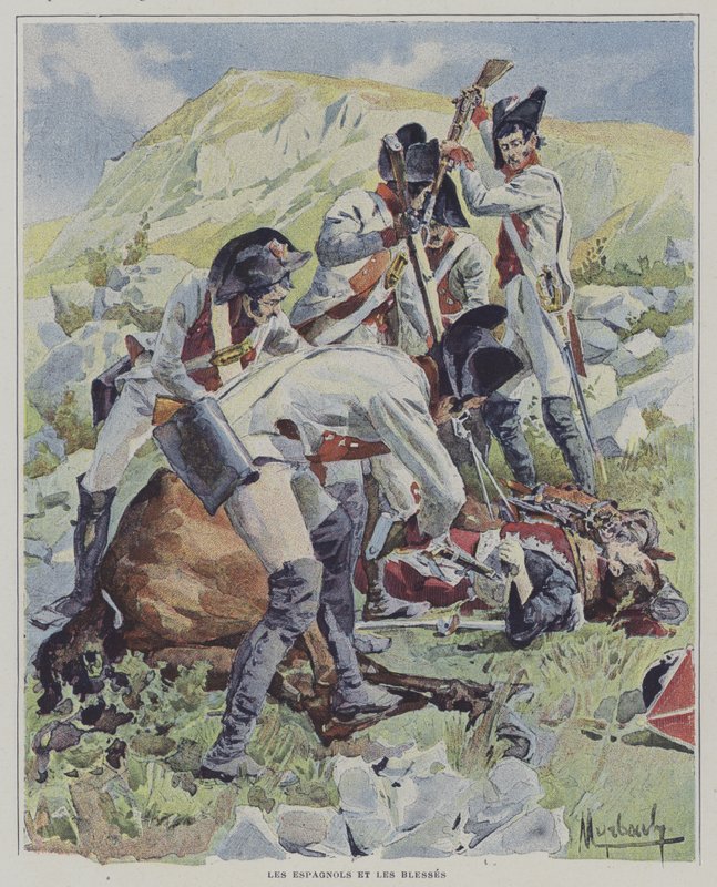 Spanyol csapatok sebesült katonákat öltek meg alkotó: Felicien baron de after Myrbach Rheinfeld