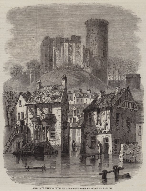 A késői áradások Normandiában, a Chateau de Falaise alkotó: Felix Thorigny