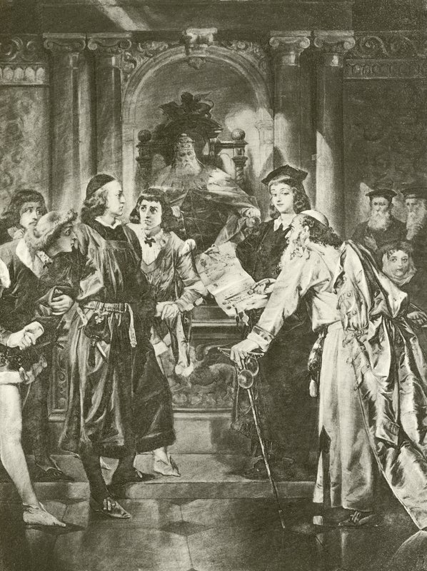 Velencei kereskedő. IV. felvonás – I. jelenet (mélynyomás) alkotó: Felix Octavius Carr Darley
