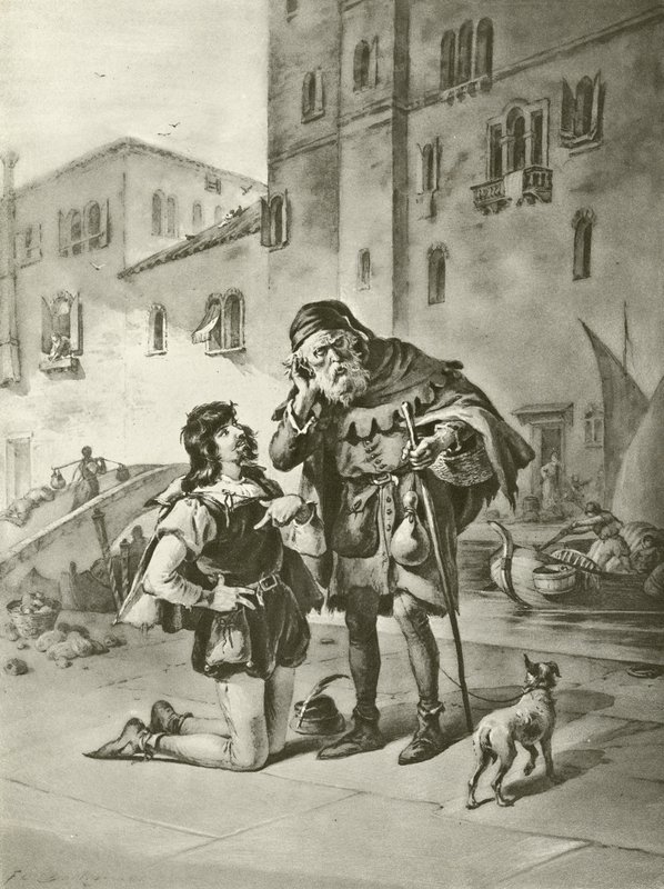 A velencei kereskedő. II. felvonás, II. jelenet (mélynyomás) alkotó: Felix Octavius Carr Darley