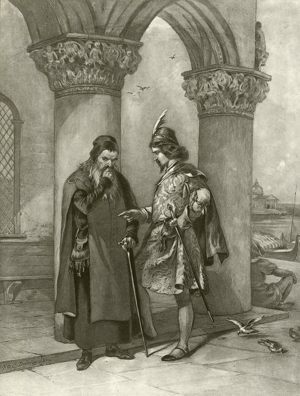 A velencei kereskedő. I. felvonás, III. jelenet (mélynyomás) alkotó: Felix Octavius Carr Darley