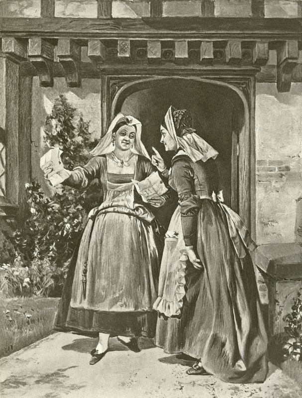 A windsori víg feleségek. II. felvonás, I. jelenet (mélynyomás) alkotó: Felix Octavius Carr Darley