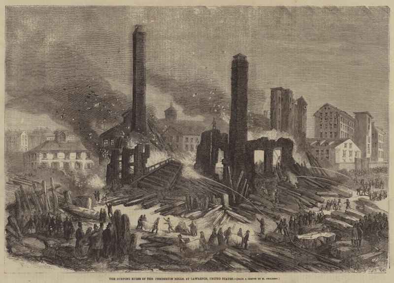 The Burning Ruins of the Pemberton Mills, Lawrence, Egyesült Államok alkotó: Felix Thorigny