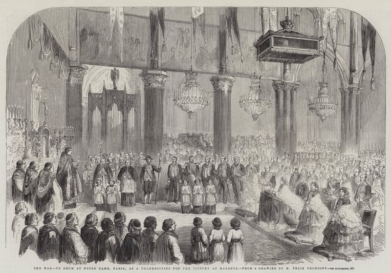 A háború, Te Deum a Notre Dame-ban, Párizsban, hálaadásként a Magenta-i győzelemért alkotó: Felix Thorigny