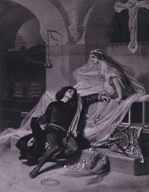 Jelenet Shakespeare Rómeó és Júliájából (V. felvonás, 3. jelenet) (litó) alkotó: Ferdinand the Elder Piloty