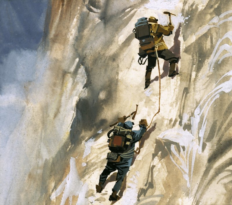 Hillary és Tensing a Mount Everest lejtőin alkotó: Ferdinando Tacconi