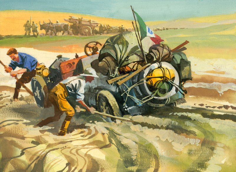 Tízezer mérföldes autóverseny (gouache, papír) alkotó: Ferdinando Tacconi