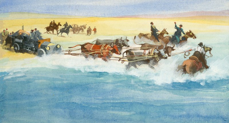 Tízezer mérföldes autóverseny (gouache, papír) alkotó: Ferdinando Tacconi