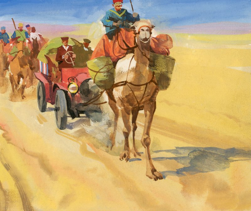 Tízezer mérföldes autóverseny (gouache, papír) alkotó: Ferdinando Tacconi