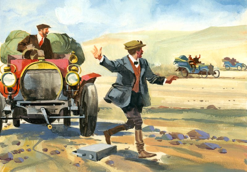 Tízezer mérföldes autóverseny (gouache, papír) alkotó: Ferdinando Tacconi