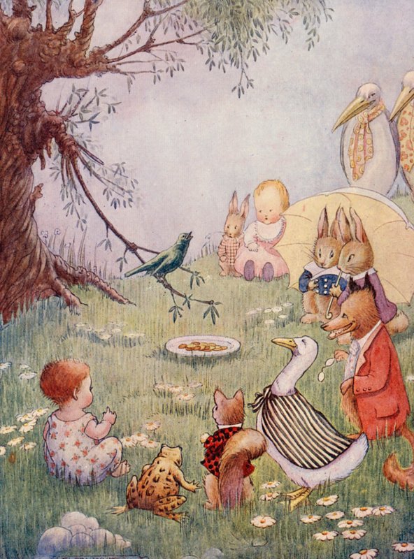 És olyan szépen énekelt, hogy minden környékbeli lakos pénzt adott neki (színes litográfia). alkotó: Flora White