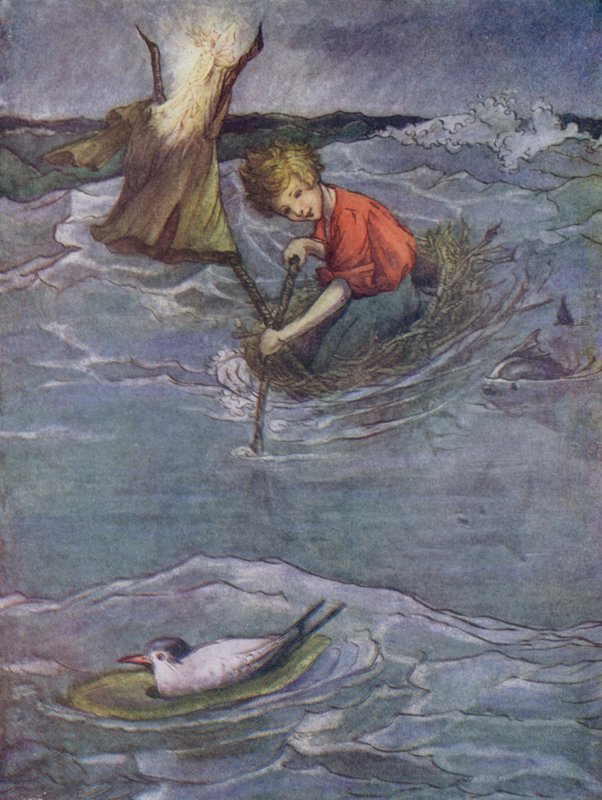 Fészek, amelyet a Soha-madár azt mondta, hogy egy hajóért cserébe fészket rak (színes litográfia) alkotó: Flora White