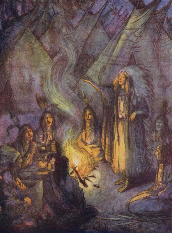 Vörösbőrűek és wigwamjaik (színes litográfia) alkotó: Flora White