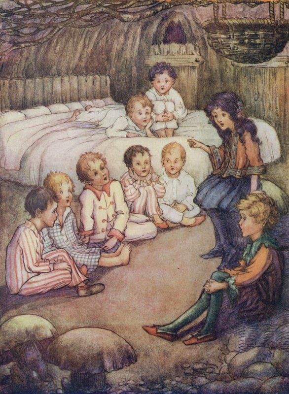 Földalatti ház az erdőben, ahol Wendy mesélt (színes litográfia) alkotó: Flora White