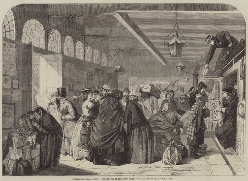 Hastings pályaudvara, a Down-Train érkezése alkotó: Florence Claxton