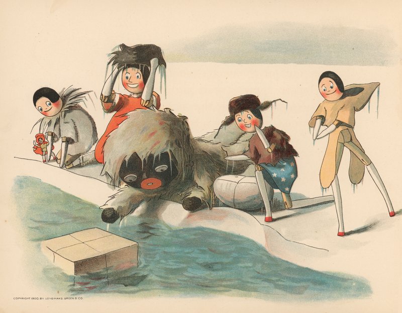 Illusztráció a The Golliwoggs Polar Adventures-hez alkotó: Florence K. Upton