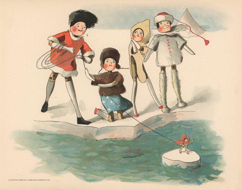 Illusztráció a The Golliwoggs Polar Adventures-hez alkotó: Florence K. Upton