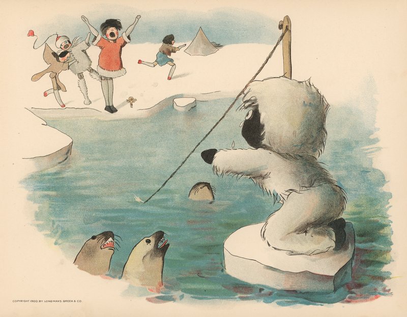 Illusztráció a The Golliwoggs Polar Adventures-hez alkotó: Florence K. Upton