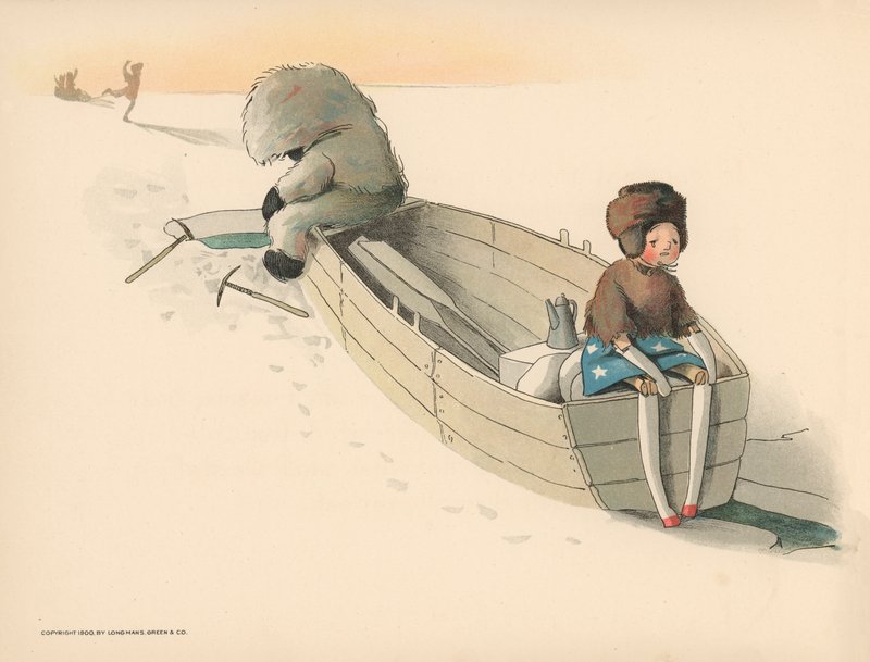 Illusztráció a The Golliwoggs Polar Adventures-hez alkotó: Florence K. Upton