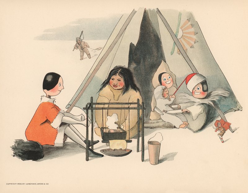 Illusztráció a The Golliwoggs Polar Adventures-hez alkotó: Florence K. Upton