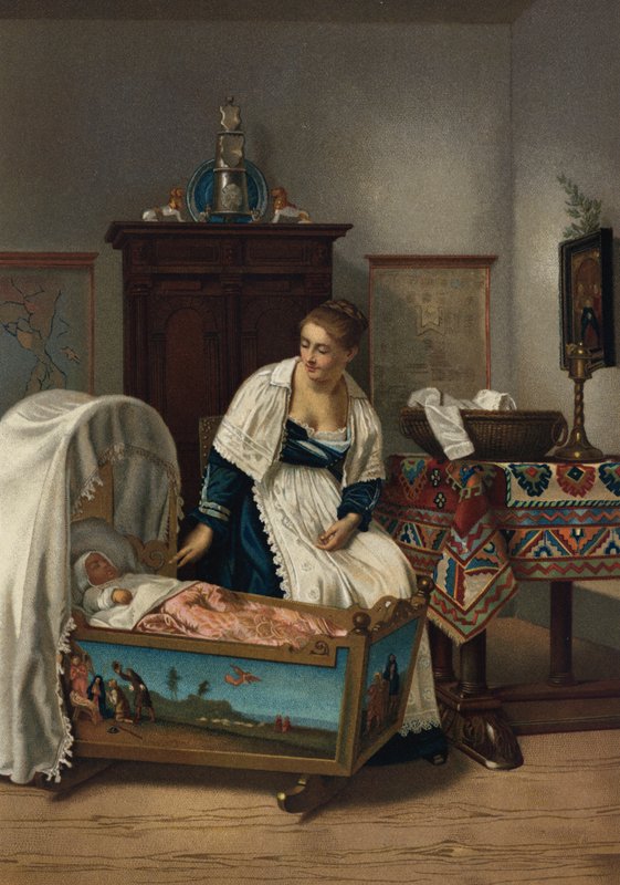 A fiatal anya (chromolitho) alkotó: Florent Willems