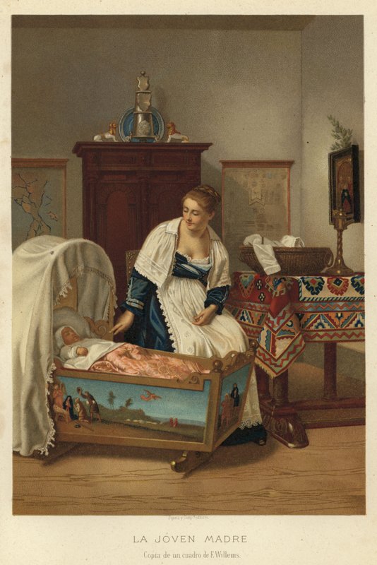 A fiatal anya (chromolitho) alkotó: Florent Willems