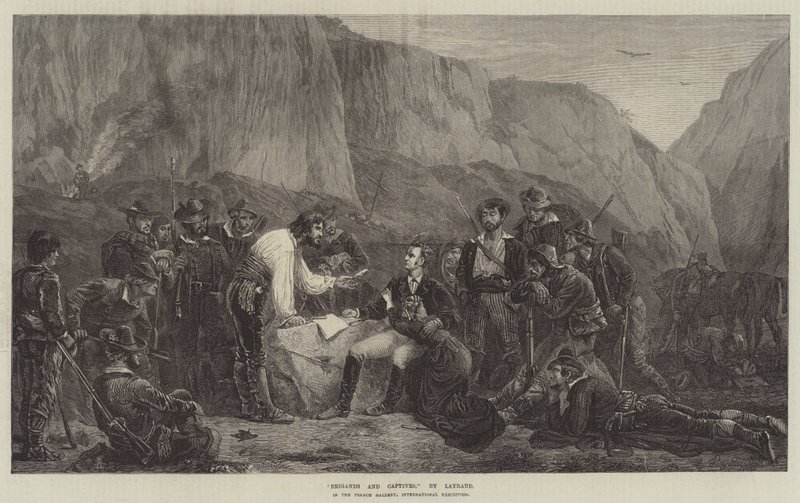 Brigands and Captives, a Francia Galériában, Nemzetközi Kiállítás alkotó: Fortune Joseph Seraphin Layraud