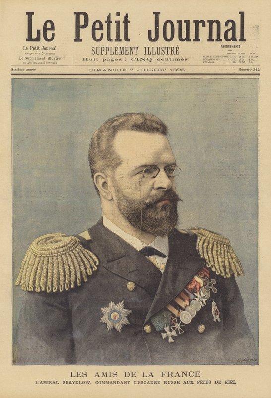 Skrydlov admirális, az orosz század parancsnoka a Kieli-csatorna megnyitásának ünnepségén alkotó: Fortune Louis Meaulle