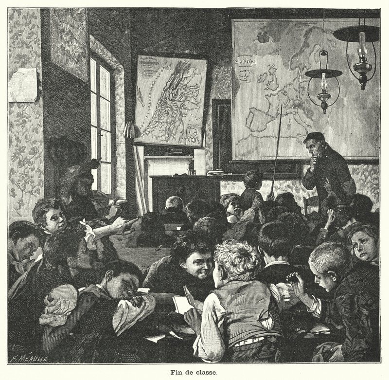 Óra vége (metszet) alkotó: Fortune Louis Meaulle