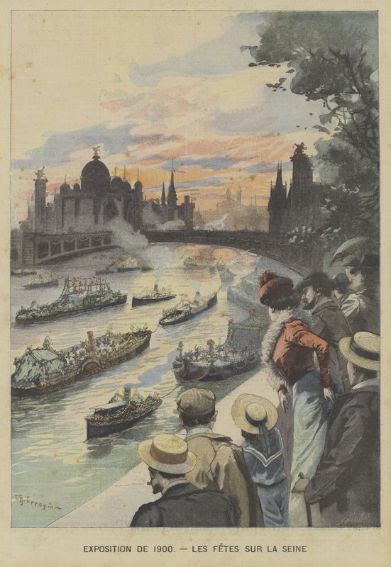 Lebegő karnevál a Szajna folyón az 1900-as párizsi Exposition Universelle alatt alkotó: Fortune Louis Meaulle