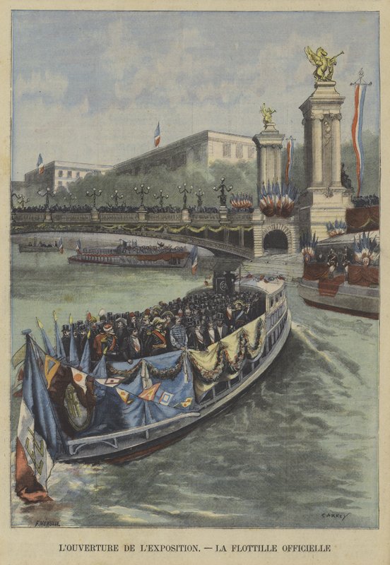 Az 1900-as Universelle kiállítás megnyitója Párizsban: a hivatalos flotilla alkotó: Fortune Louis Meaulle