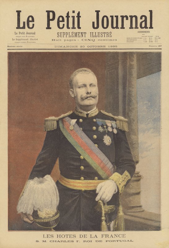 Királyi látogatók Franciaországba: I. Károly, Portugália királya (színes litho) alkotó: Fortune Louis Meaulle