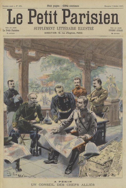 A boxerlázadás: a szövetséges parancsnokok találkozója Pekingben alkotó: Fortune Louis Meaulle