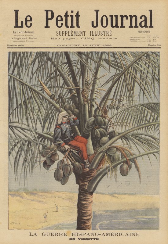 A spanyol-amerikai háború: spanyol kilátó a kókuszpálmában alkotó: Fortune Louis Meaulle