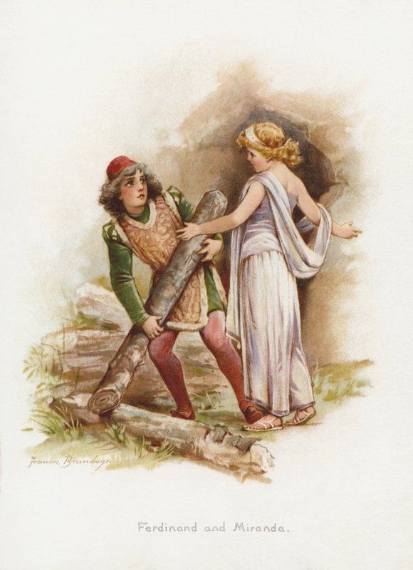 Ferdinánd és Miranda (chromolitho) alkotó: Frances Brundage