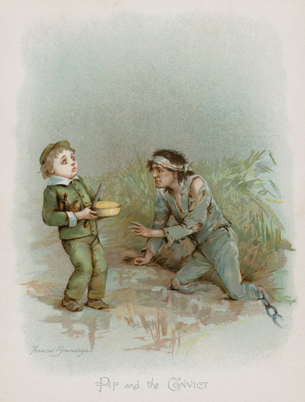 Pip és az elítélt (chromolitho) alkotó: Frances Brundage