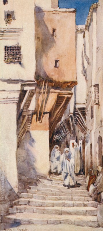 Egy régi utca, Algír (színes litográfia) alkotó: Frances Nesbitt