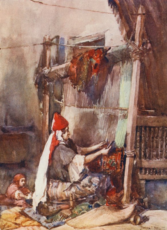 Szőnyegkészítés (színes litográfia) alkotó: Frances Nesbitt