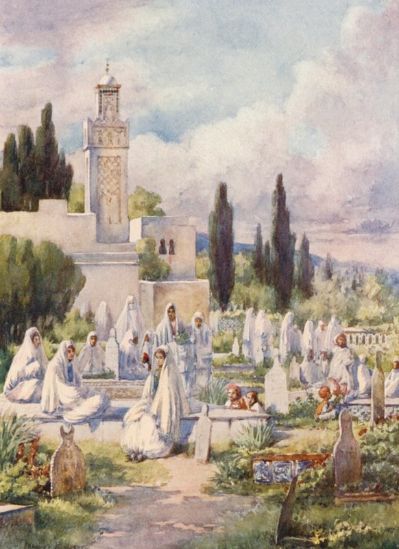 Péntek a temetőben, Algír (színes litográfia) alkotó: Frances Nesbitt