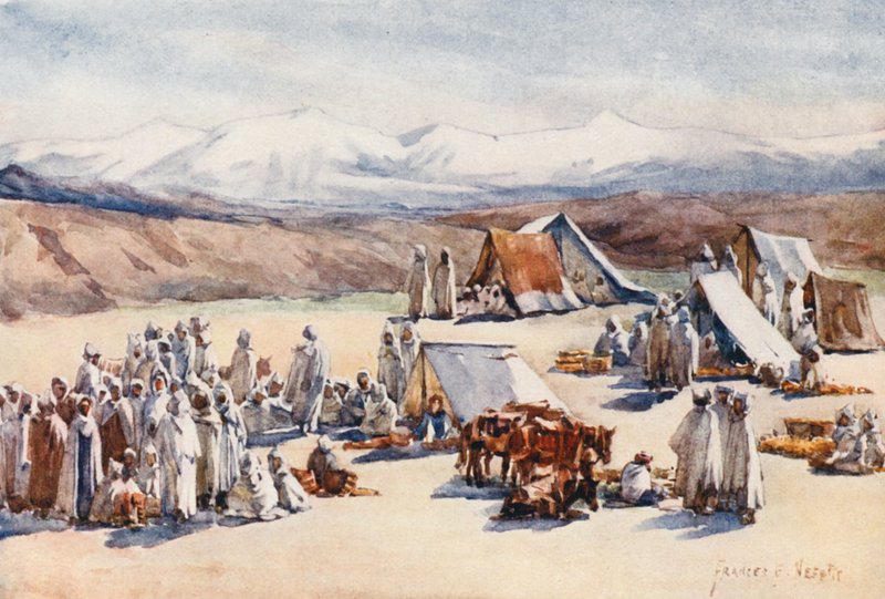 Piaci nap, Timgad (színes litográfia) alkotó: Frances Nesbitt