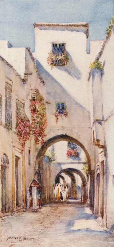Rue Tourbet el Bey, Tunisz (színes litográfia) alkotó: Frances Nesbitt