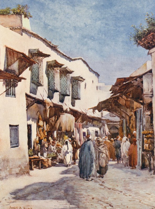 Souk el Belat, Tunisz (színes litográfia) alkotó: Frances Nesbitt