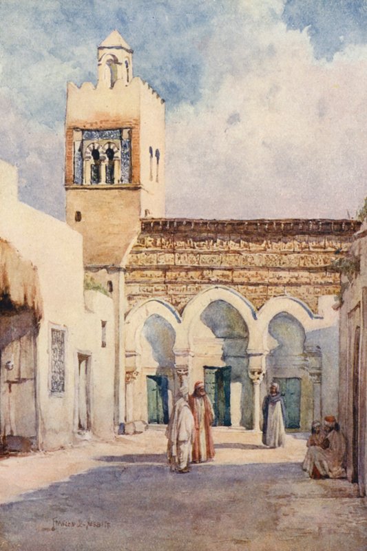 A Három ajtó mecset, Kairouan (színes litográfia) alkotó: Frances Nesbitt