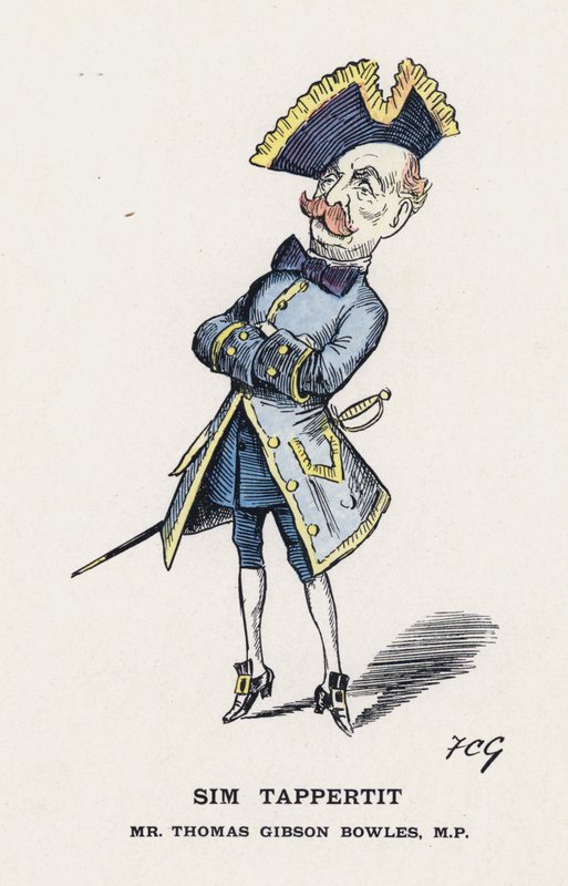 Sim Tappertit, Thomas Gibson Bowles (színes litó) alkotó: Francis Carruthers Gould