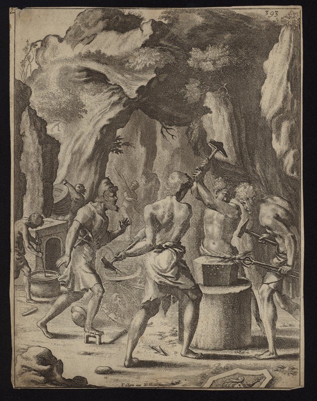 A vulkán Aeneas fegyvereit kovácsolja alkotó: Francis Cleyn