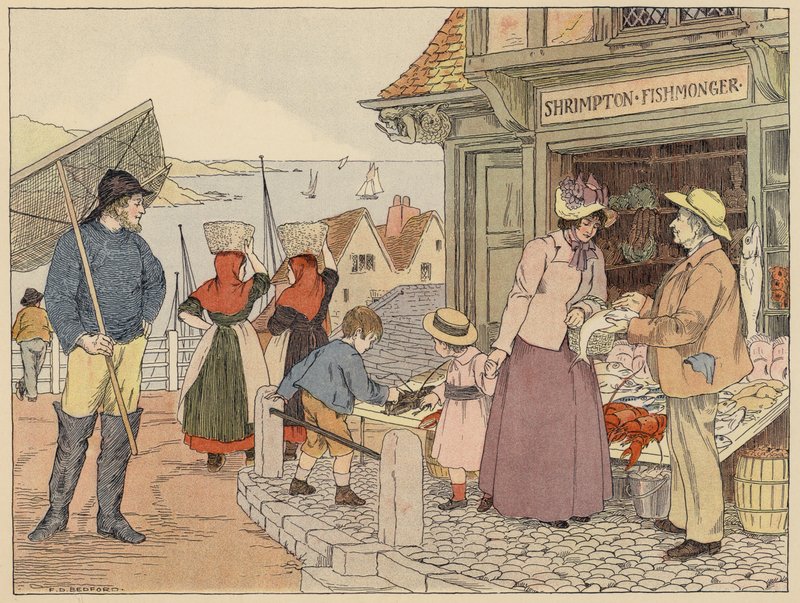 Bedford üzletek könyve: Halárus (színes litográfia) alkotó: Francis Donkin Bedford