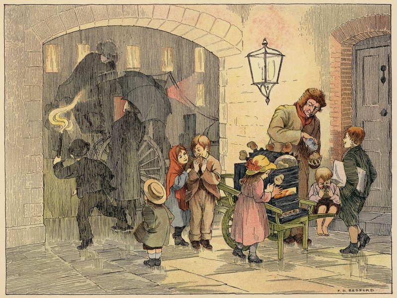 Bedford üzletek könyve: Forró burgonya (színes litográfia) alkotó: Francis Donkin Bedford